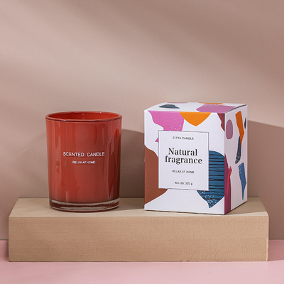 Aroma Home Custom Screen Printing Spray Color Soy Wax Glass Scented Candle With Box