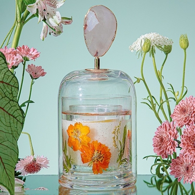 Aromatherapy Immortal Flower Crystal Cup Healing Soy Wax Scent Candle With Cover