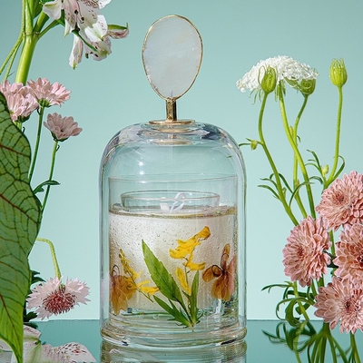 Aromatherapy Immortal Flower Crystal Cup Healing Soy Wax Scent Candle With Cover