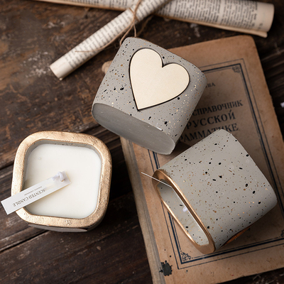 Green Soy Plant Mixed Wax Heart Square Aromatherapy Candle With Strong Design Sense