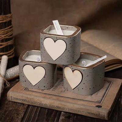 Green Soy Plant Mixed Wax Heart Square Aromatherapy Candle With Strong Design Sense