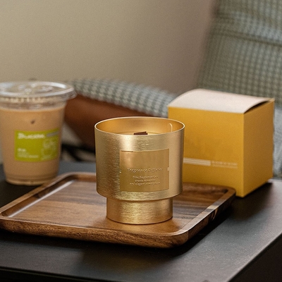 Unique Luxury Metal Gold Aluminum Cup Jar Scented Candle 290g With Wooden Wick