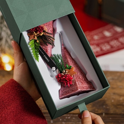 Romantic Flower Christmas Tree Pyramid Type Cone Pillar Candles With 2pcs Gift Box