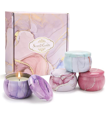 Customized Private Label Scented Dry Flower Crystal Soy Wax Tin Candle Gift Set