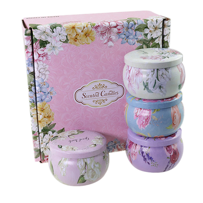 Customized Private Label Scented Dry Flower Crystal Soy Wax Tin Candle Gift Set
