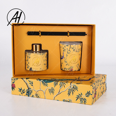 Label Nordic Style Fireless Glass Jar Scented Candles Reed Diffuser Set With Box