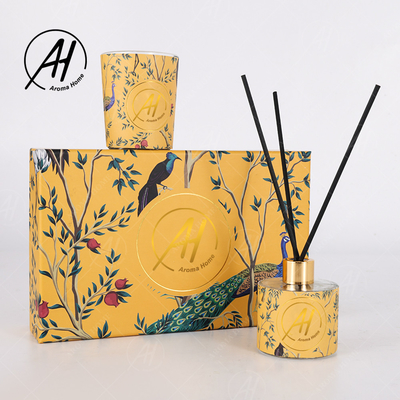Label Nordic Style Fireless Glass Jar Scented Candles Reed Diffuser Set With Box