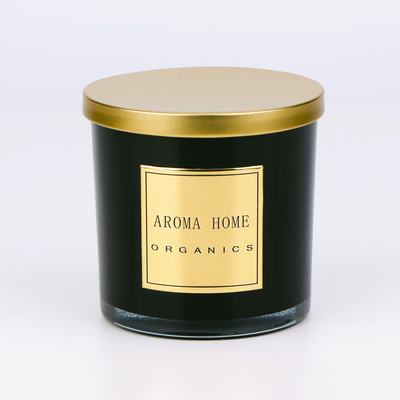 Golden Metal Lid Black Glass Bottle Home Wax Scent Soy Candle Private Label 14OZ 400g