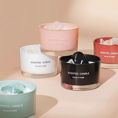 Custom Colorful Stone Crystal Aromatherapy Soy Wax Scented Candle Relaxing Luxury