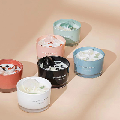 Custom Colorful Stone Crystal Aromatherapy Soy Wax Scented Candle Relaxing Luxury