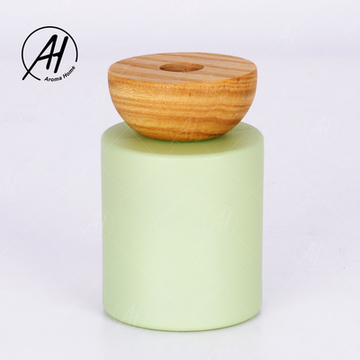 Gift Set Home Green Glass Bottle Reed Diffuser 150ml White Rattan Sticks