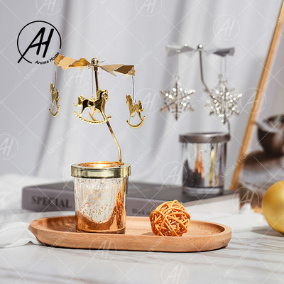 Spinning Candle Holder Deer Rotating Candlestick Romantic Trotting Horse Lamp For Home