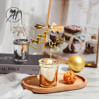 Spinning Candle Holder Deer Rotating Candlestick Romantic Trotting Horse Lamp For Home