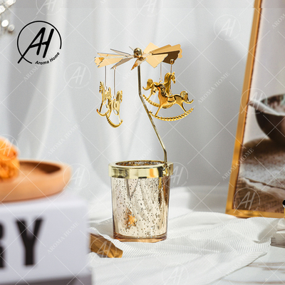 Spinning Candle Holder Deer Rotating Candlestick Romantic Trotting Horse Lamp For Home