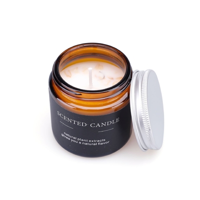 Brown Glass Aromatherapy Luxury Scented Candle Velas Flowers Healing Crystal