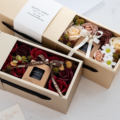 Luxury Personalized Plant Flower Brown Glass Jar Soy Wax Scented Candle Gift Set