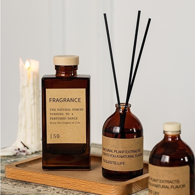 Aromatherapy Glass Bottle Brown Perfume 100ml Luxury Reed Diffuser