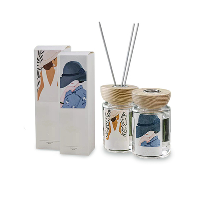 Aromatherapy Essential Oil Fragrance Perfume Glass Bottle Reed Diffuser With Wooden Lid