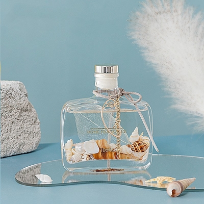 Unique Bottles Gift Box Cover Container Ocean Scented Oil Glass Reed Diffuser