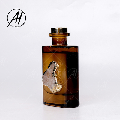 Amber Grey Glass Bottle Crystal Fragrance Smokeless Reed Diffuser 180ML For Home