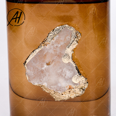 Amber Grey Glass Bottle Crystal Fragrance Smokeless Reed Diffuser 180ML For Home
