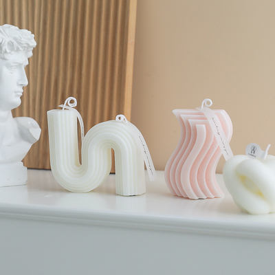 AROMA HOME Luxury Aromatherapy Pink White Soy Wax Scented Candle S Shaped