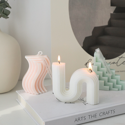 AROMA HOME Luxury Aromatherapy Pink White Soy Wax Scented Candle S Shaped