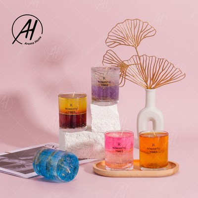 Glass Jar Crystal Gel Flower Jelly Wax Scented Candles Romantic Handmade