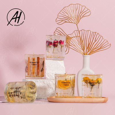 Popular Style Customized Aromatherapy Gift Box Real Flower Jelly Cup Wax