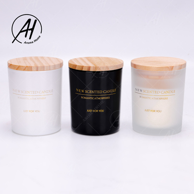 Black White Matte Glass Jar Spa Scented Candle Essential Oil 100% Soy Wax