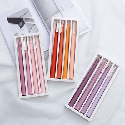 Handmade Smokeless Gradient Color Tall Taper Dinner Wax Scented Candles With Cotton Wicks
