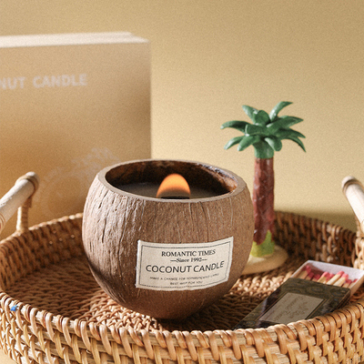 Natural Bedroom Fragrance Soy Wax Coconut Shell Bowl Shape Scented Candle