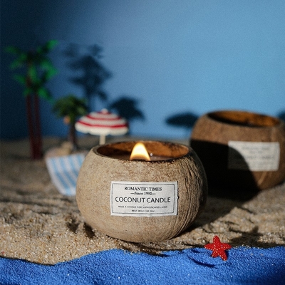 Natural Bedroom Fragrance Soy Wax Coconut Shell Bowl Shape Scented Candle