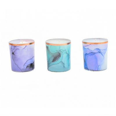Scented Marble Pillar Candles Organic Soy Candles With Wood Wick