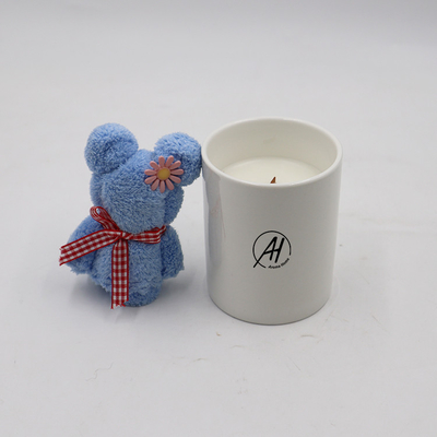 Aroma Sensation Scented White Ceramic Candle With Wood Wick