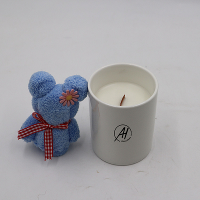 Aroma Sensation Scented White Ceramic Candle With Wood Wick