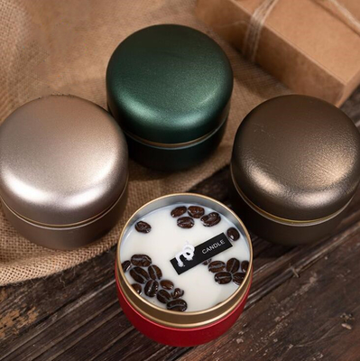OEM Soy Wax Frosted Coffee Beans Tin Can Candle 10cl For Christmas