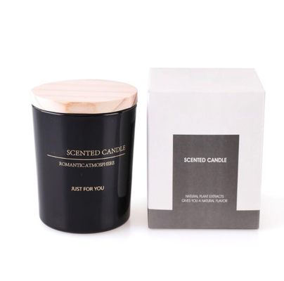 Aroma Home Black And White Soy Wax Custom Tin Scented Candle With Wooden Lid