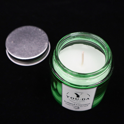 Soy Wax Scented Homemade Mason Jar Candles Coconut Oil In Green Glass