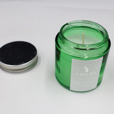 Soy Wax Scented Homemade Mason Jar Candles Coconut Oil In Green Glass