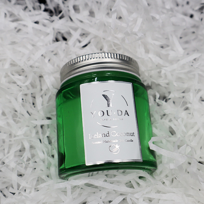 Soy Wax Scented Homemade Mason Jar Candles Coconut Oil In Green Glass