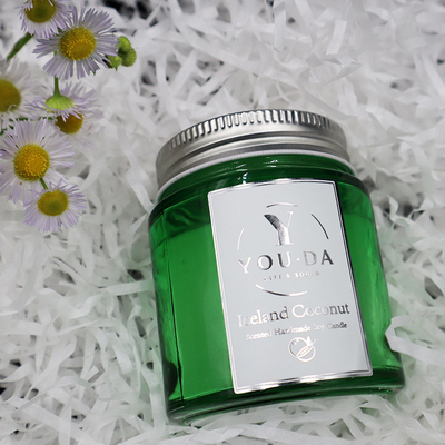 Soy Wax Scented Homemade Mason Jar Candles Coconut Oil In Green Glass
