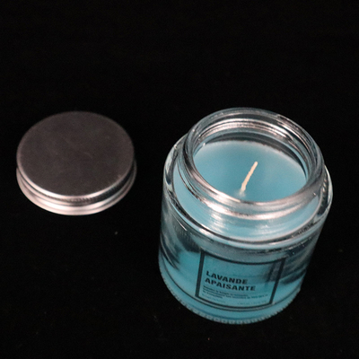 12 oz Homemade Blue Glass Jam Jar Candles Lavender Scented for bedroom bathroom
