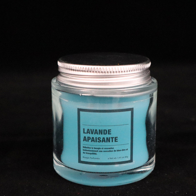 12 oz Homemade Blue Glass Jam Jar Candles Lavender Scented for bedroom bathroom