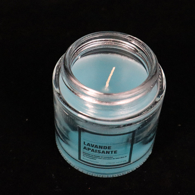 12 oz Homemade Blue Glass Jam Jar Candles Lavender Scented for bedroom bathroom