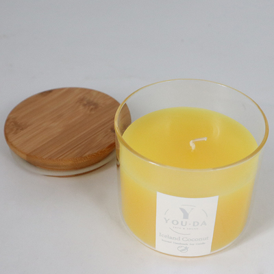 2022 Aroma Home Luxury Colorful Glass Soy Wax Scented Candle With Wood Lid