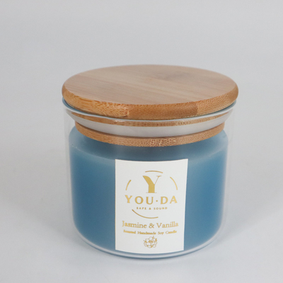 2022 Aroma Home Luxury Colorful Glass Soy Wax Scented Candle With Wood Lid
