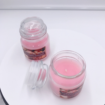 Vegan Aromatherapy Pink Mason Jar Candle Rose Scented For Stress Relief