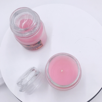Vegan Aromatherapy Pink Mason Jar Candle Rose Scented For Stress Relief