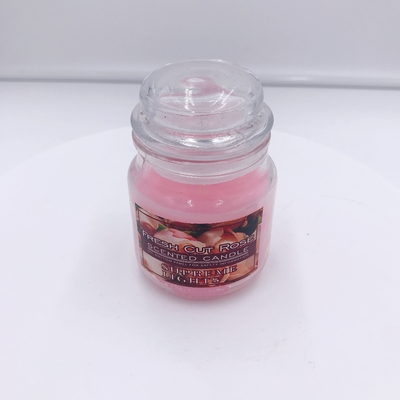 Vegan Aromatherapy Pink Mason Jar Candle Rose Scented For Stress Relief